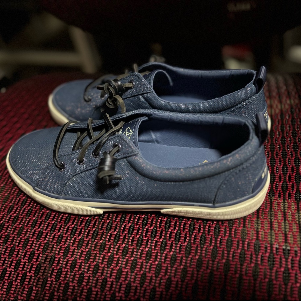 Sperry Navy Blue shimmer Sneakers.
